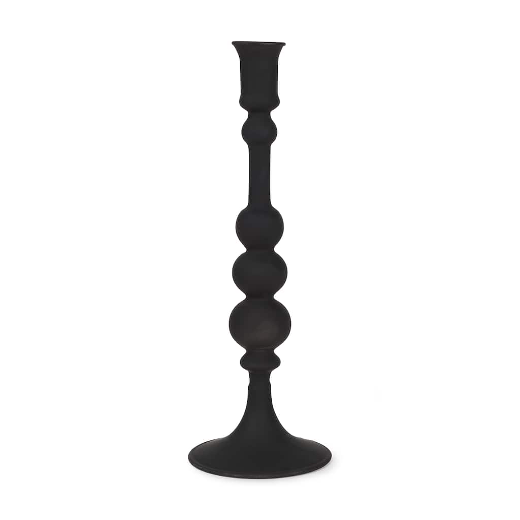 Haute Large Matte Black Blown Glass Candlestick