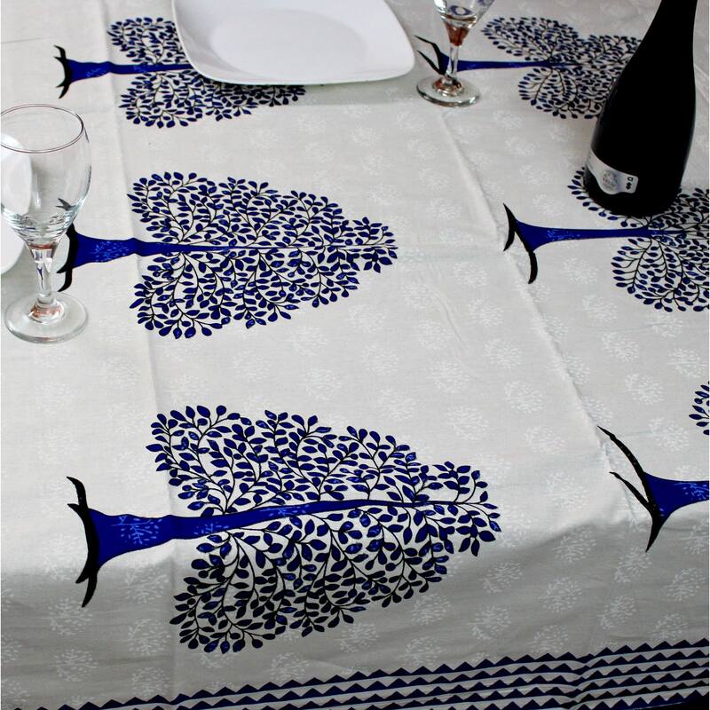 Cotton Regale Tree Of Life Print Floral Tablecloth Collection - 88 x 102 inches
