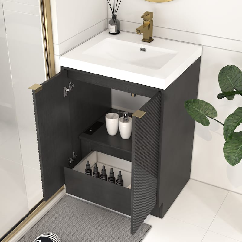 Milano 30" Freestanding Bathroom Vanity with White Acrylic Sink