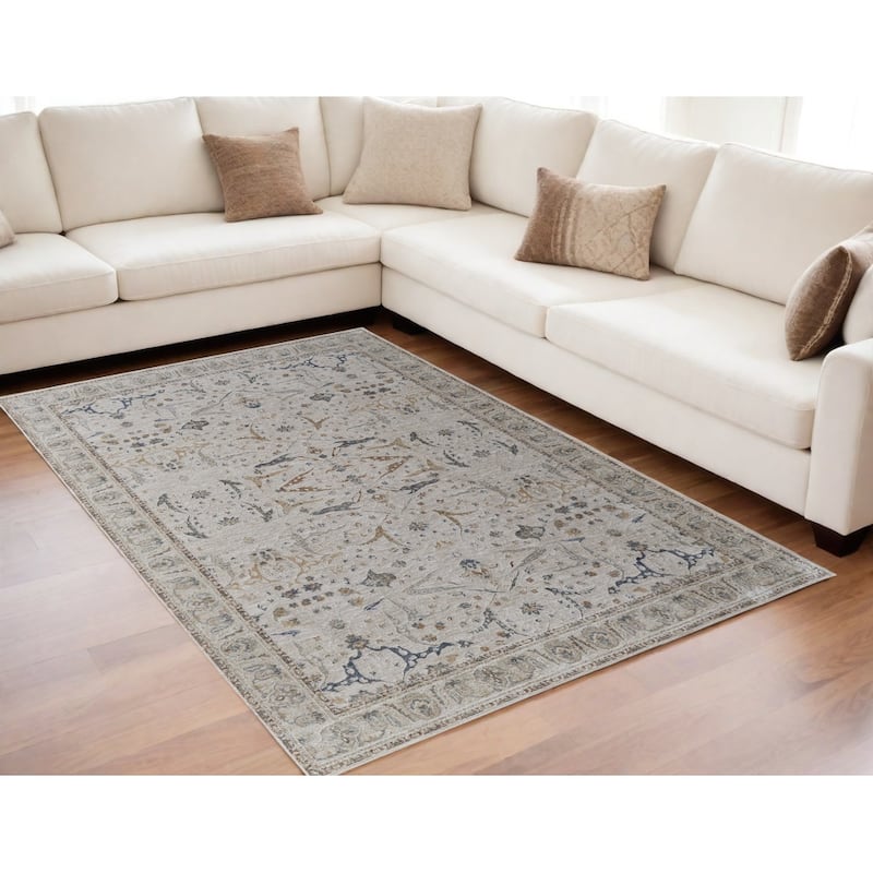 HomeRootsIkat Bohemian Rectangle Area Rug - 90' X '60' X '0.43 - Blue/Red/Gray
