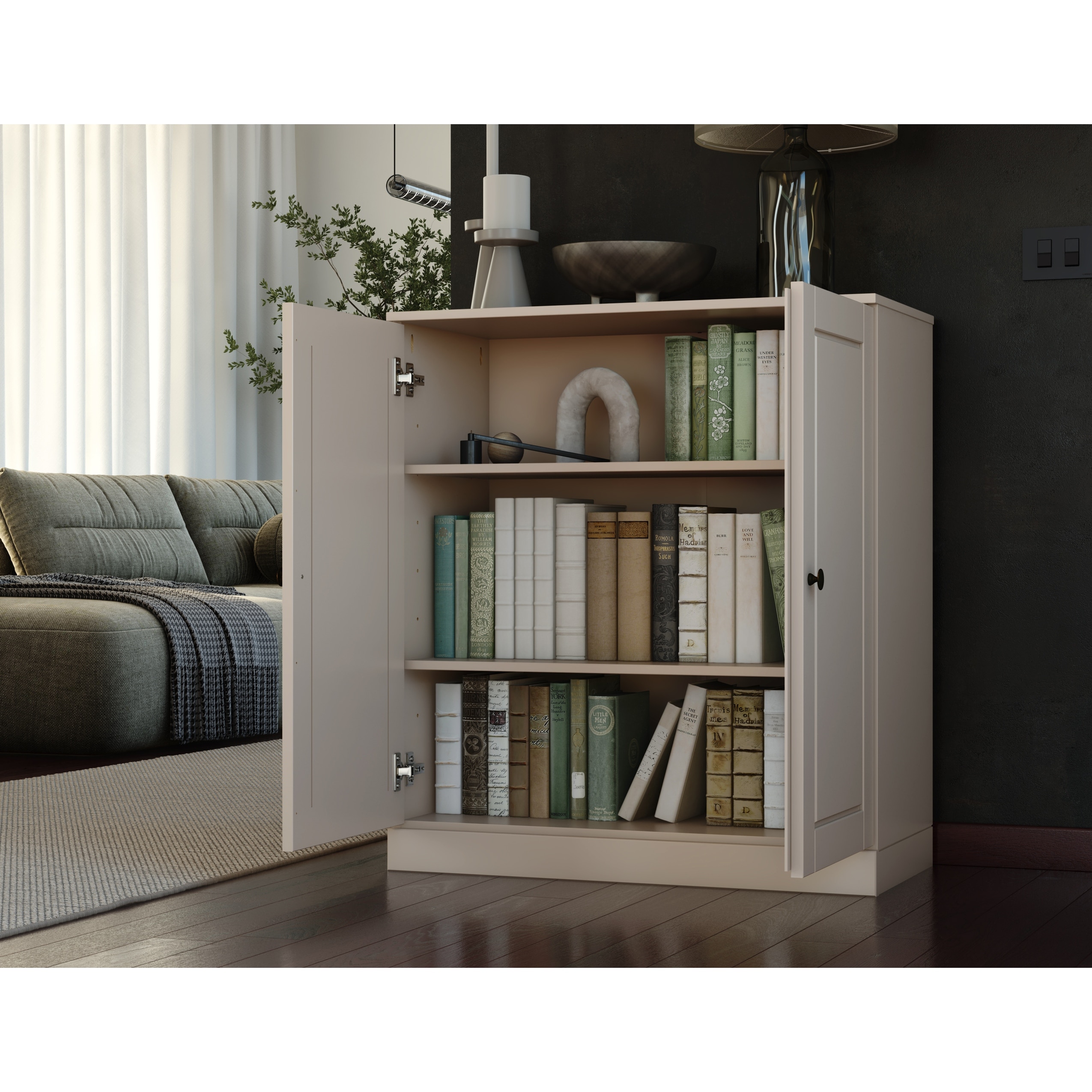 Palace Imports 100% Solid Wood 3-Shelf Bookcase, Adjustable Shelves, 32" Wide, 35.75" Tall