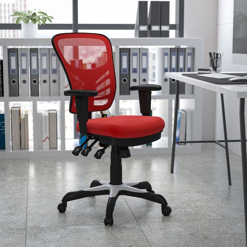 Mid-back Blue Mesh Adjustable Ergonomic Office Chair - Red