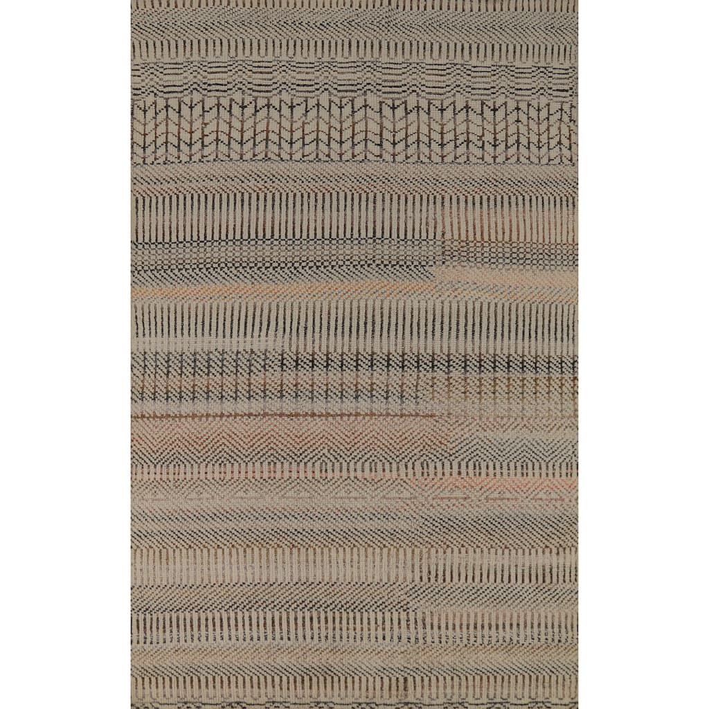 All-Over Geometric Moroccan Oriental Area Rug Handmade Wool Carpet - 4'10" x 7'11"