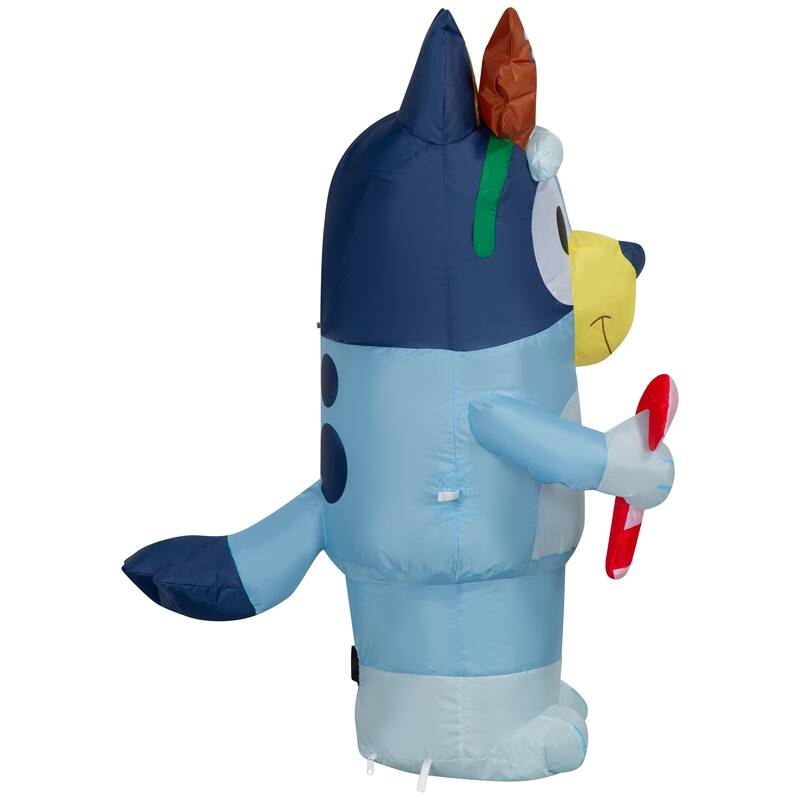 Airblown-Bluey w/Antlers Holding Candy Cane-Bluey
