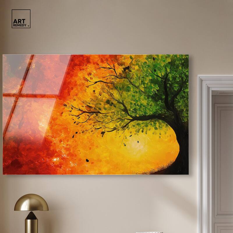 Fire and Ice Tree I Acrylic by Art Remedy, Ready to Hang