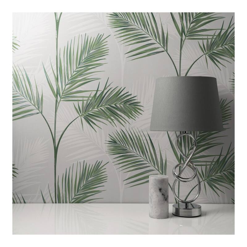 Fine Decor South Beach Stone Fronds Wallpaper - 20.5 x 396 x 0.025