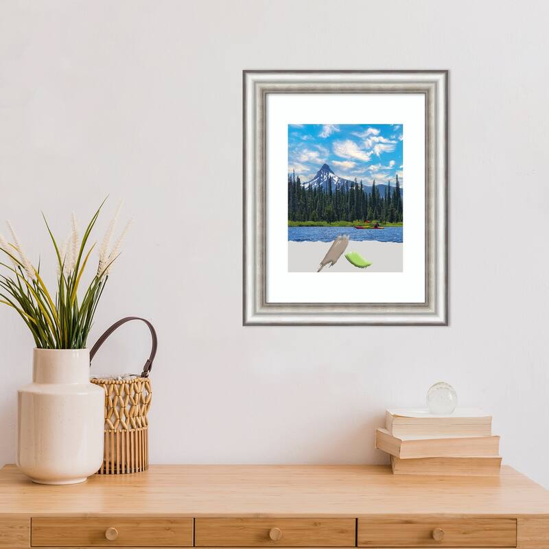 Salon Silver Narrow Picture Frame, Photo Frame, Artwork Frame - 11x14 Matted to 8x10 - Salon Silver Narrow