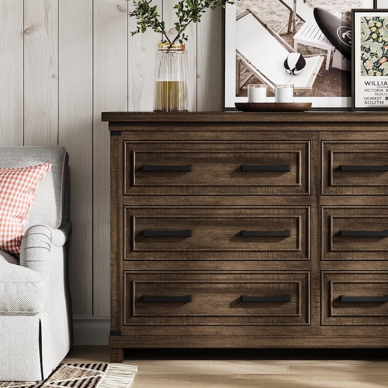 Farmhouse 6/8 Drawer Dresser for Bedroom, Rustic Wood Chest of Drawers