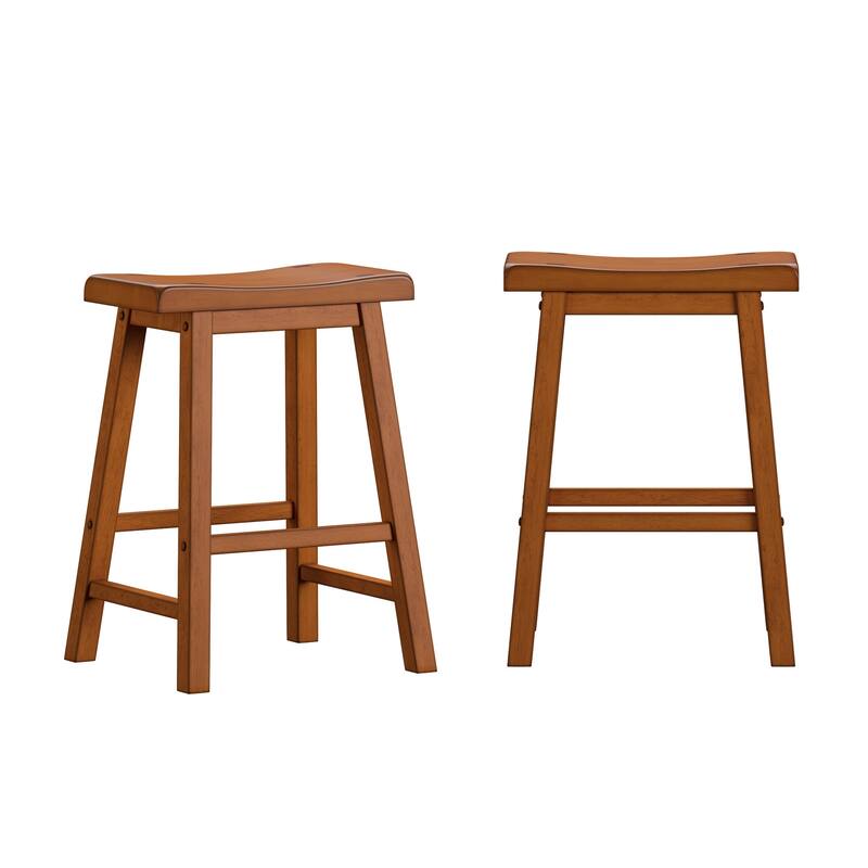 Cadiz Saddle Seat 24" Counter Height Backless Stools (Set of 2) - Stool - Honey Oak