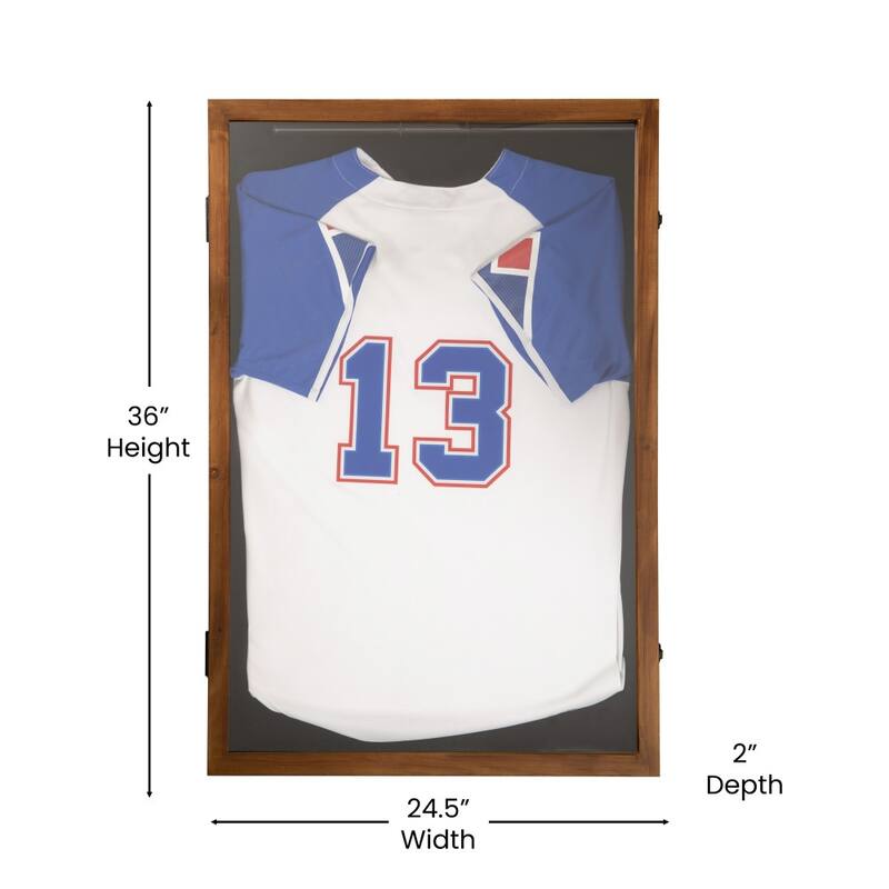 Wooden Jersey Display Case with Foam Board and Keyed Lock