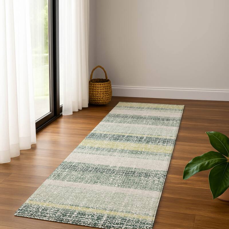 Premium Washable Super Soft Vintage Stripe Mayfield Rug - Seafoam - 2'3" x 7'6"