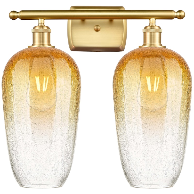Innovations Lighting 516-2W-16-17 Brookhaven Flute Vanity Brookhaven - Satin Gold / Amber