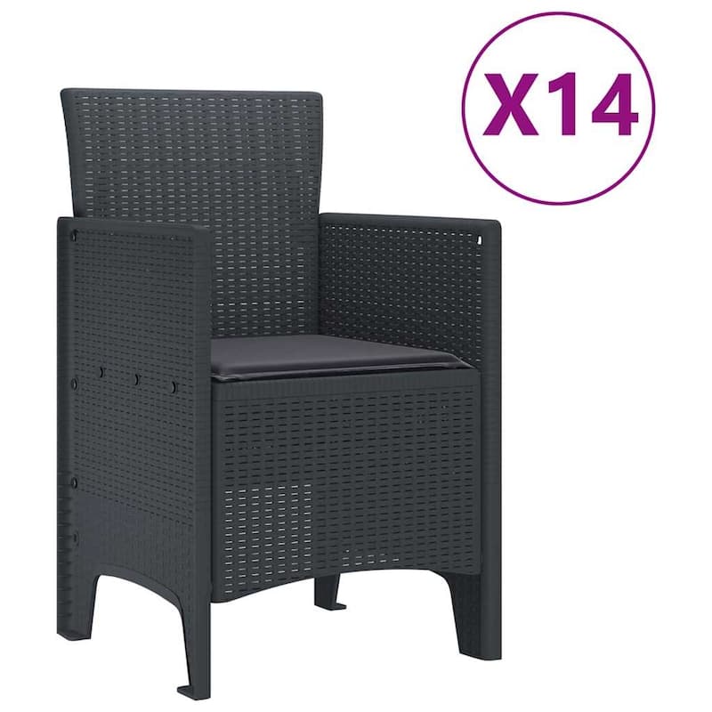 vidaXL Garden Dining Set 15/17 pcs Anthracite/Brown Polt rattan - 400 x 100 x 73 cm