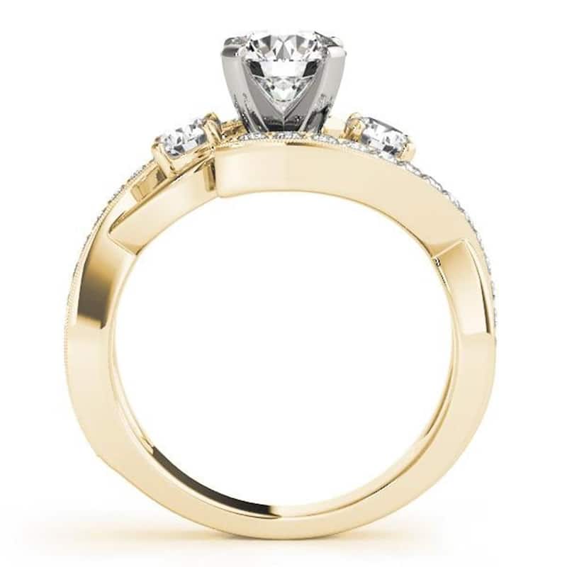 Auriya 14k Gold 2ctw Unique Moissanite 3-Stone Diamond Engagement Ring 5/8ctw