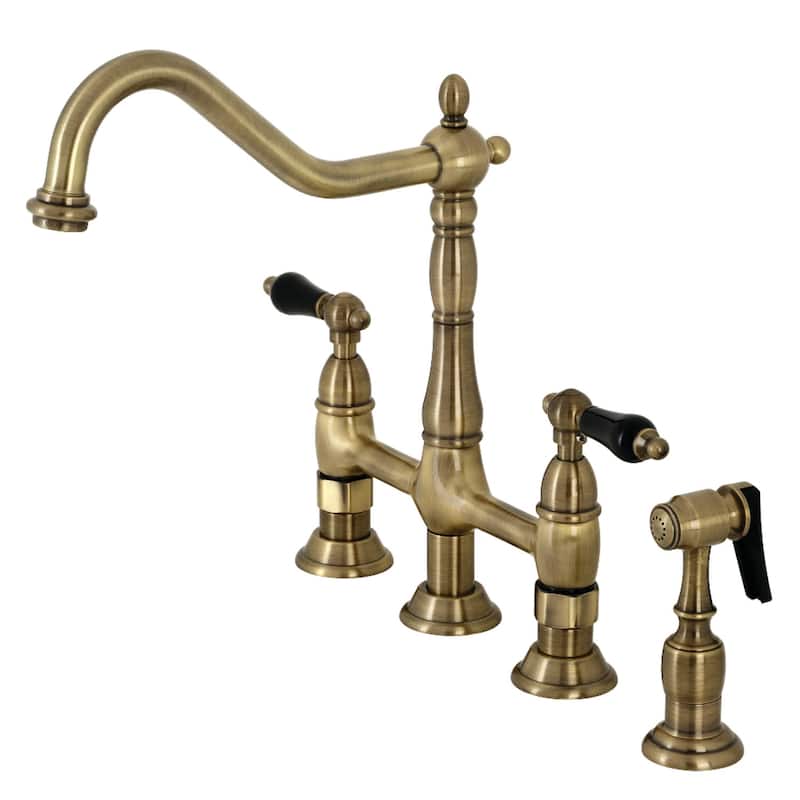 Kingston Brass Duchess 1.8 GPM Bridge Kitchen Faucet � Includes Side - Vintage Brass
