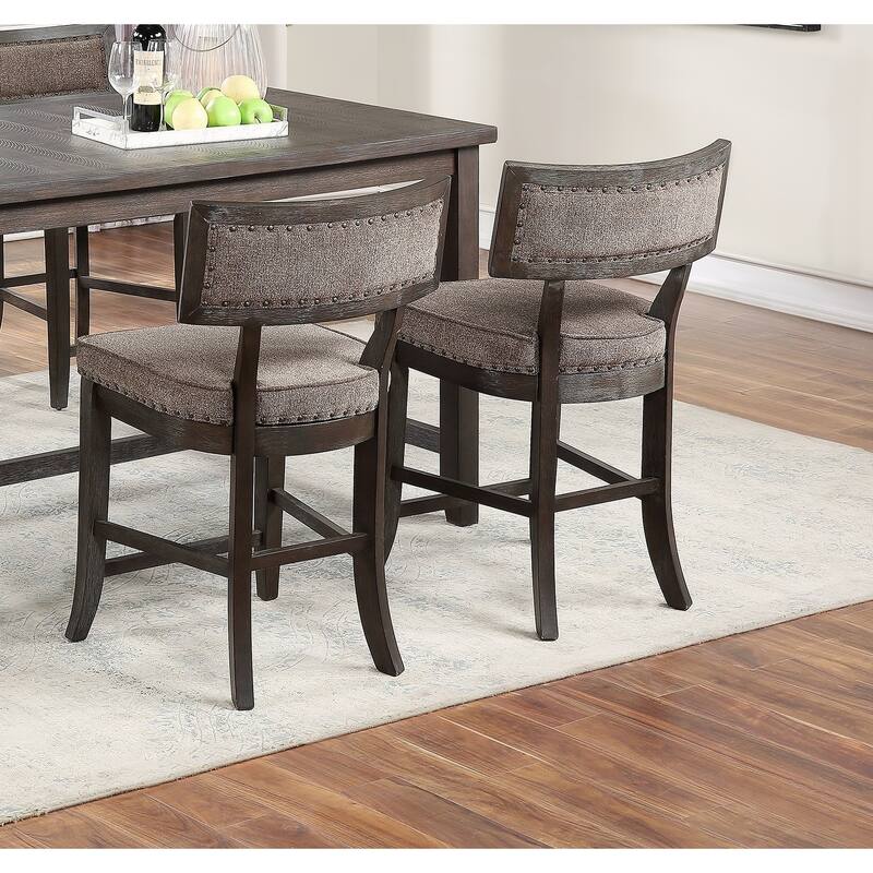 Dining Room Furniture Counter Height Dining Table w Side Shelves Rustic Espresso 5pc Dining Set Table and 4x High Chairs