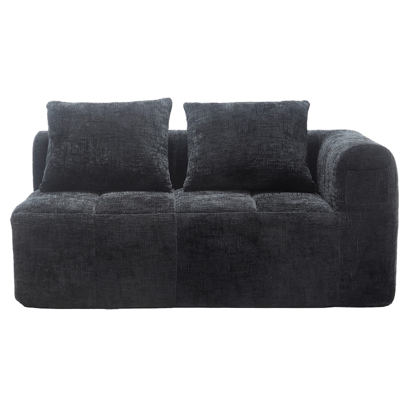 Chenille Loveseat Sofa Upholstered Deep Seat Sofa, Lounge Couch Corner Sofa Minimalist Modular Couches for Apartment