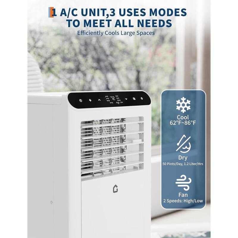 10,000 BTU Portable Air Conditioner with Heat, 4-In-1 Portable AC Units,Cools Up to 450 Sq.Ft.