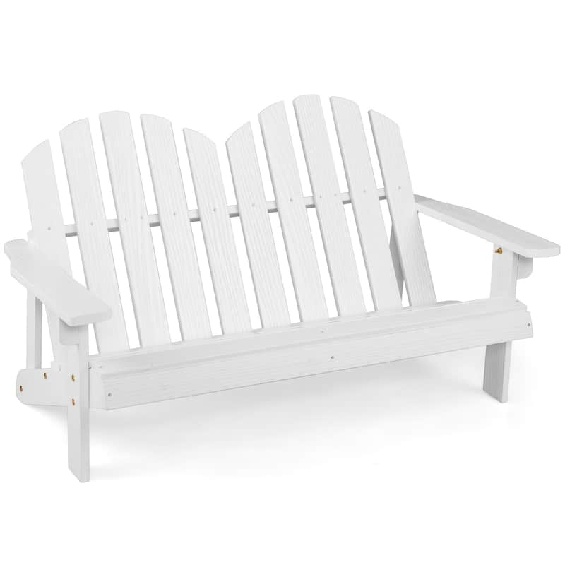 2-Person Outdoor Adirondack Chair with Slatted Seat - 22"x 20" x 35.5" - White