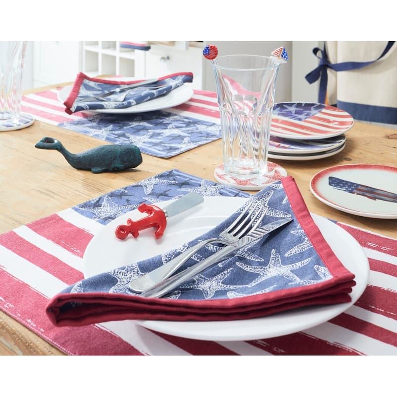 29.5" x 59" Patriotic Red White & Blue American Flag Starfish Stars & Stripes Decorative Beach Towel