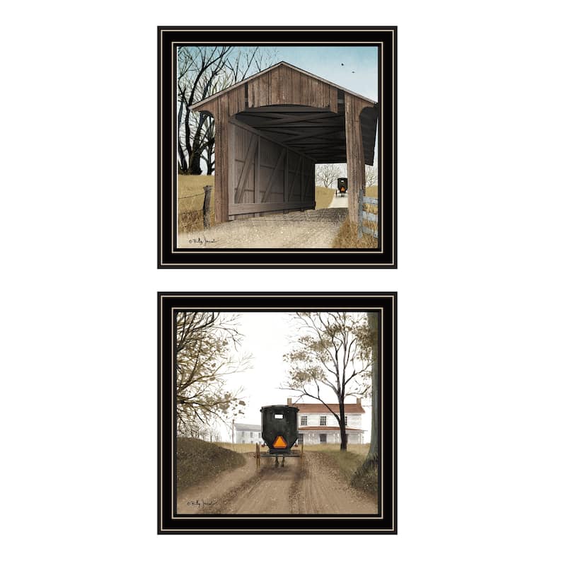 2-Piece Framed Wall Art Set - Headin' Home & Miller's Creek Bridge, Black Frame