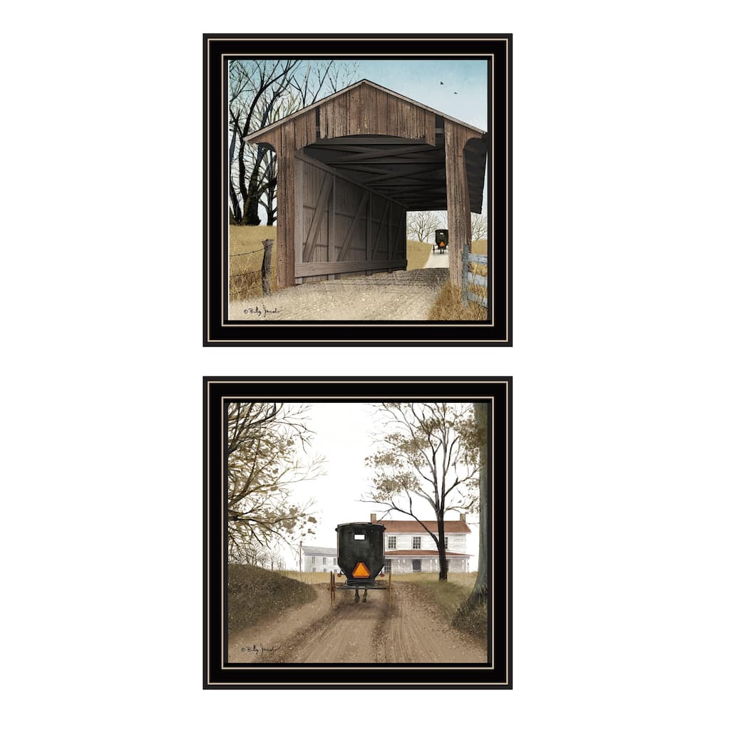 2-Piece Framed Wall Art Set - Headin' Home & Miller's Creek Bridge, Black Frame