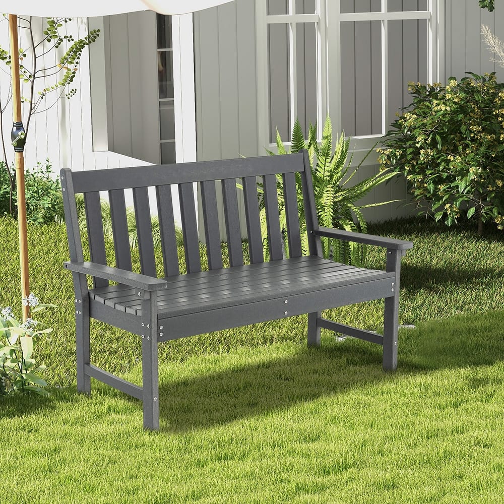 Costway Garden Bench All-Weather HDPE 2-Person Outdoor Bench for Front - See Details