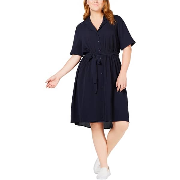 monteau shirt dress Monteau Blue Shirt Dress With Sleeve Ties and