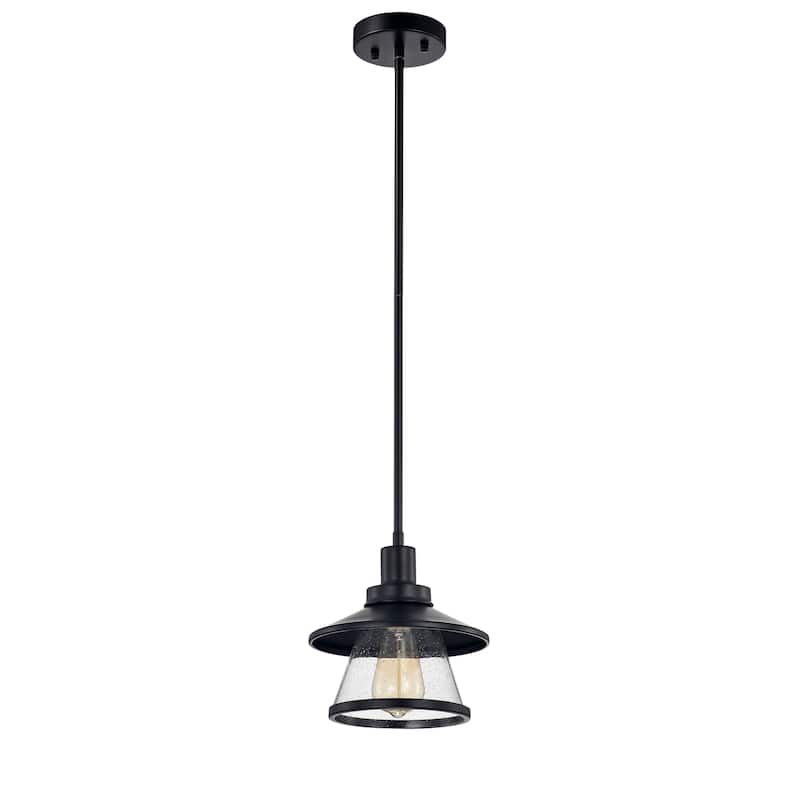 Katrine Matte Black Seeded Glass Shade 1-Light Mini Pendant Light