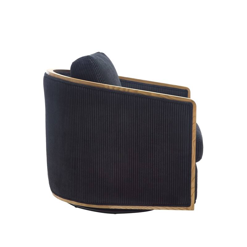 Accent Chair Sofa Chair with High-Density Foam and Curved Back, Degree Swivel Barrel Club Chair Lounge Chair