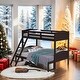 preview thumbnail 14 of 25, Elegant Twin over Full Bunk Bed with Camelback Headboard, Angled Ladder, Guardrails & Mission-Style Design Espresso