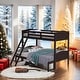 preview thumbnail 2 of 7, Twin over Full Bunk Bed with Camelback Headboard & Guardrails, Espresso