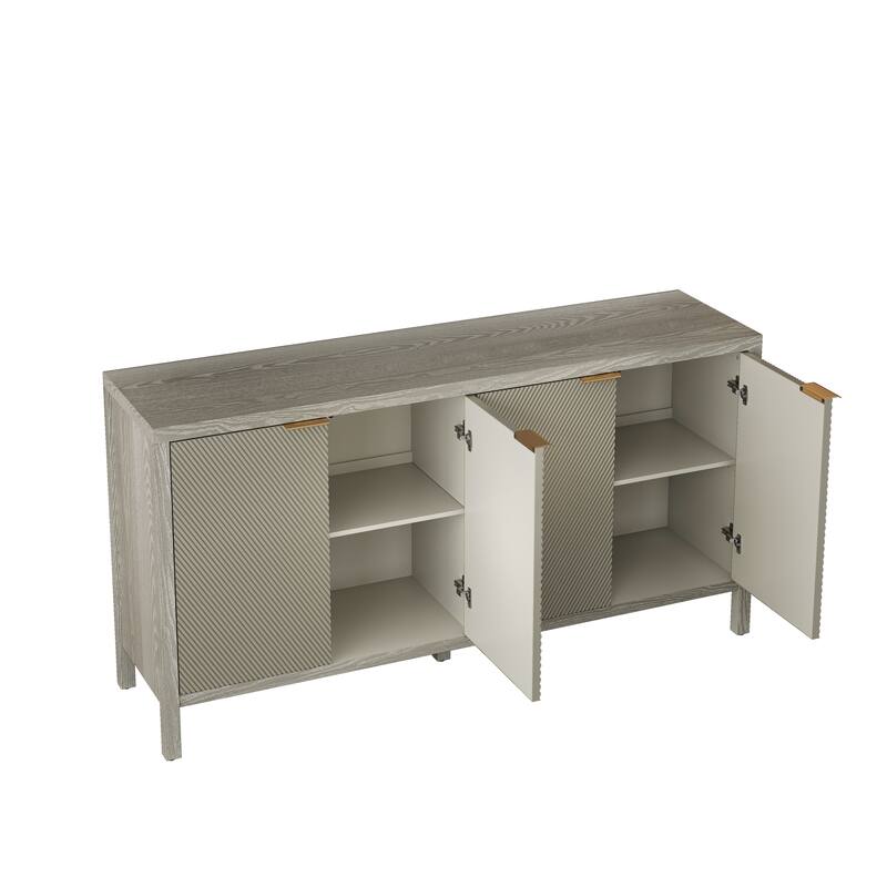 Sideboard Buffet Cabinet with 4 Doors, Console Table with Adjustable Shelves, Storage Cabinet with Wooden Legs