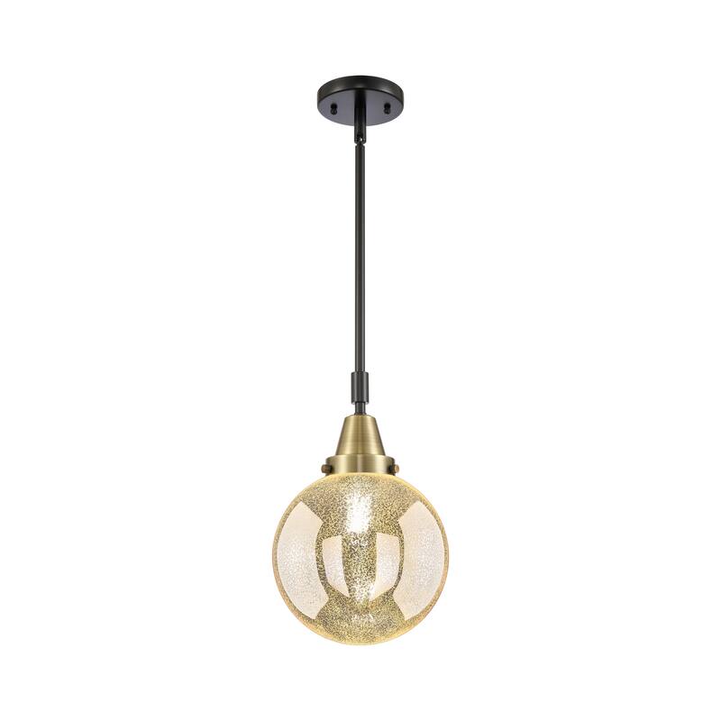 Innovations Lighting Caden Beacon - 1 Light 8" Stem Hung Mini Pendant - Mercury/Black Antique Brass