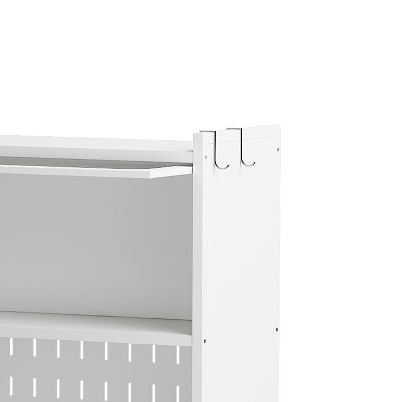 Kitchen Pantry Cabinet, Tall Storage Cabinet with Glass Doors & Adjustable Shelves, Cabinet Cupboard