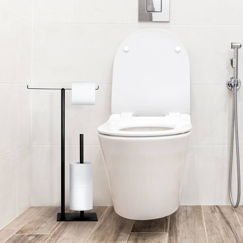 Toilet Paper Holder with Top Storage Shelf for Bathroom