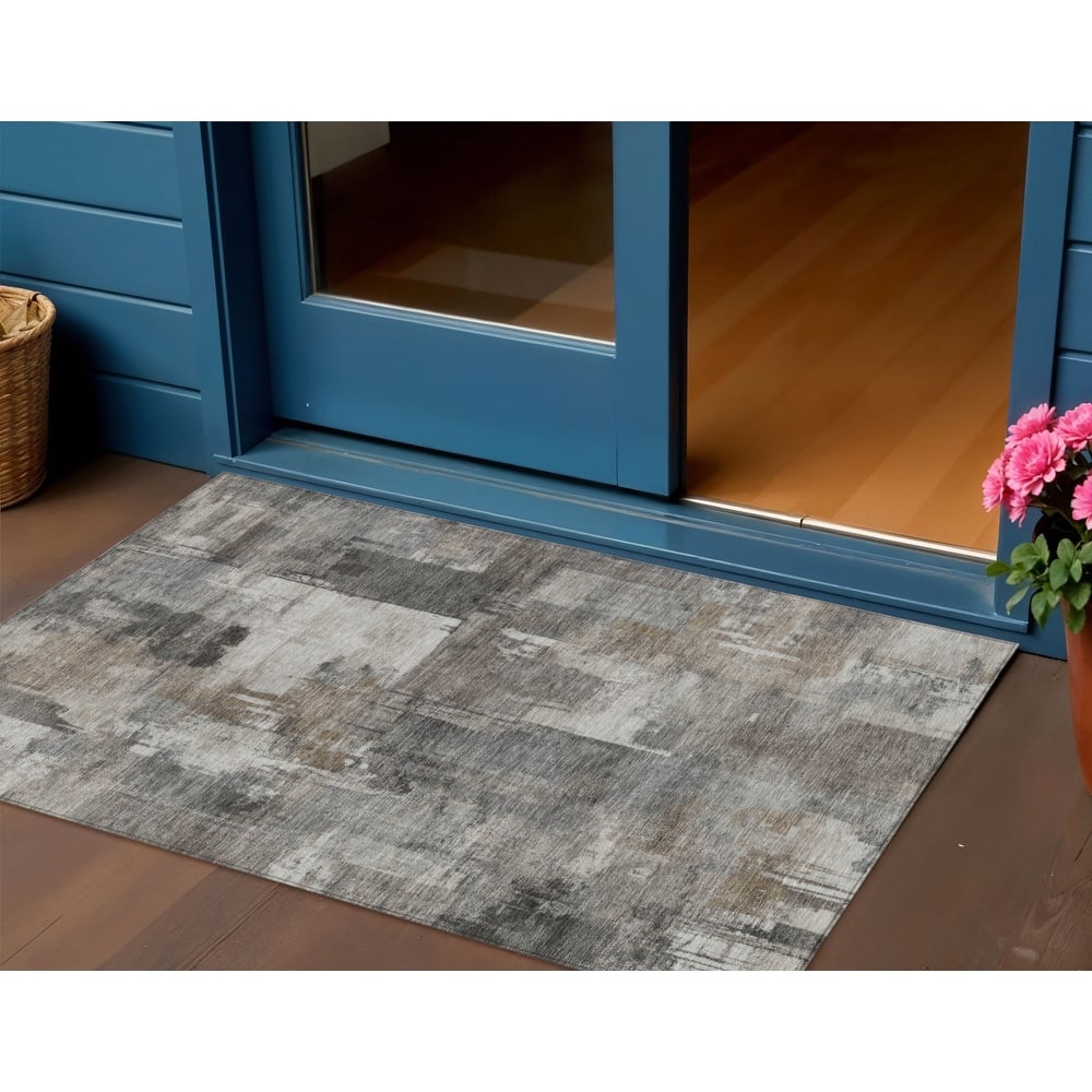 HomeRoots Abstract Transitional Rectangle Outdoor Rug