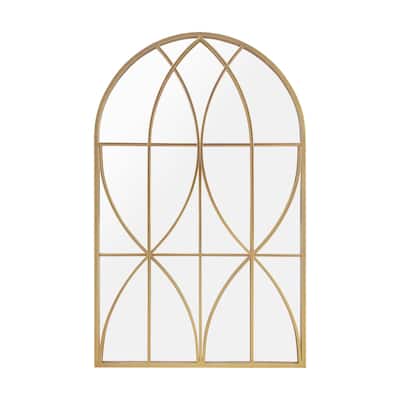 Gold Arched Cathedral Mirror with Metal Frame, 24'' x 38.2''