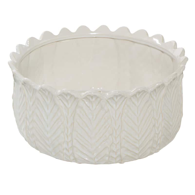 White Ceramic Traditional Planter (Set of 3) - 17 x 16 x 6Round