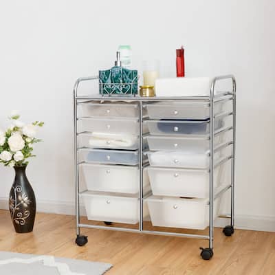 12-Drawers Rolling Storage Cart with Organizer Top - See Details