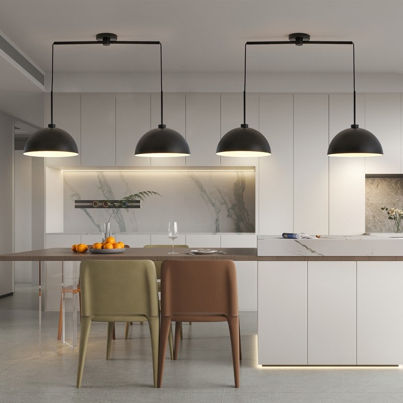 41" Modern Black Double Pendant Light – Adjustable Industrial-Style Hanging Fixture for Dining Rooms, Kitchens(No Bulbs) - 41"