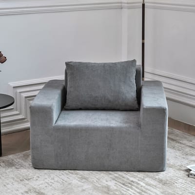 Sofa in a box Foam Sofa Couch with Pillow, Bean Bag Chairs for Adults Stuffed High-Density Foam, Large Bean Bag Single Sofa