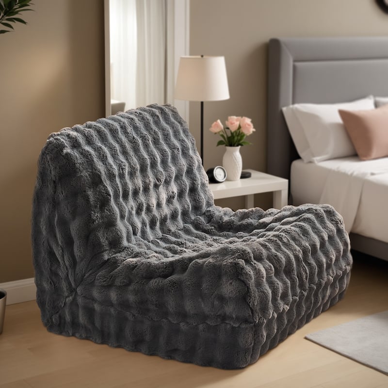 XIZZI Modern Plush Sectional Chaise Couch with Bean Bag Chair