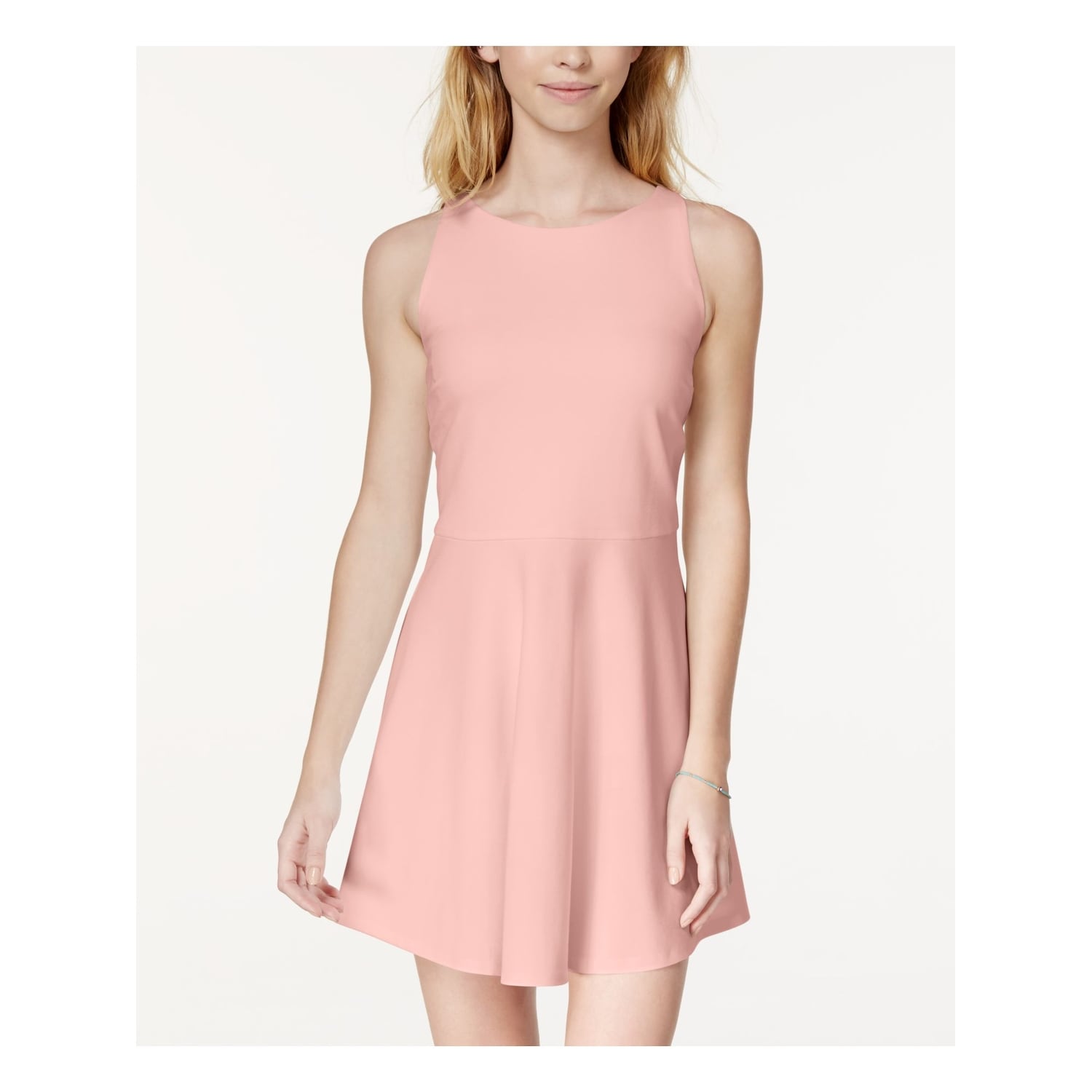 womens pink fit and flare dress