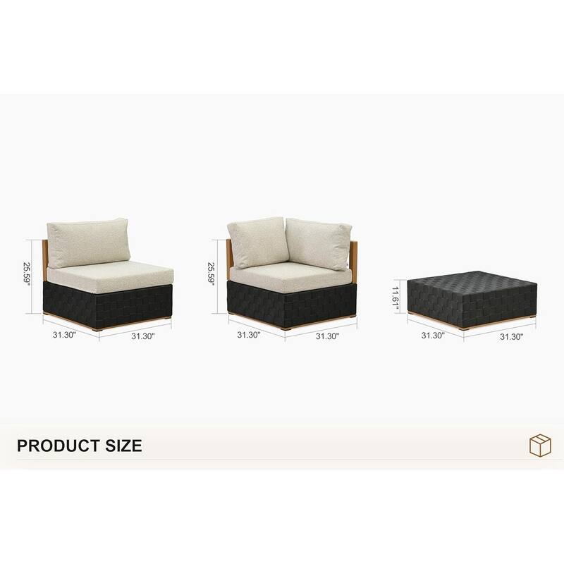 PURPLE LEAF GLFSF L-Shaped Black sofa with white seat Outdoor Couch for Yard Porch Deck Patio Conversation Sets