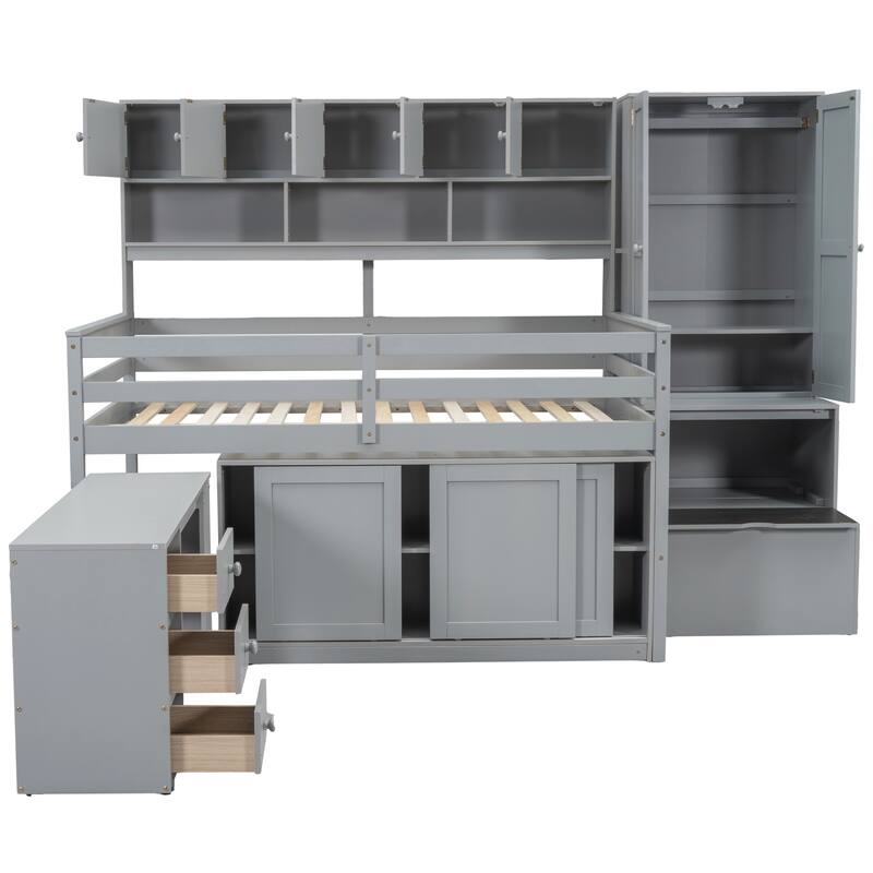 Versatile Full Size Wooden Loft Bed with Abundant Storage and Practical Desk