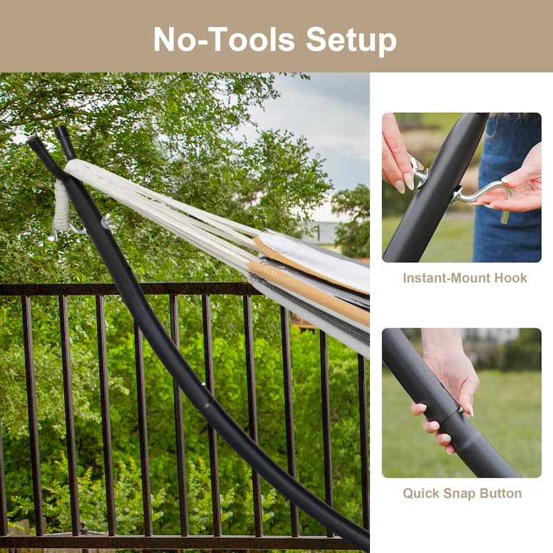 9.35 ft. 2-Person Brazilian-Style Foldable and Portable Outdoor Hammock Bed with Stand Set - 112.2 in.* 44.1 in. *40.9 in.