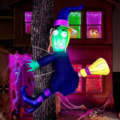 Joyfy 4 FT Inflatable Crashing Witch on a Tree Decoration