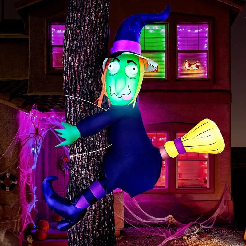 Joyfy 4 FT Inflatable Crashing Witch on a Tree Decoration