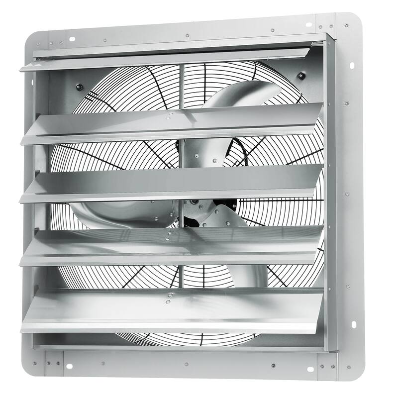 24" Shutter Exhaust Fan, High-speed 3320 CFM, Aluminum Wall Mount Attic Fan with AC-motor, Ventilation and Cooling